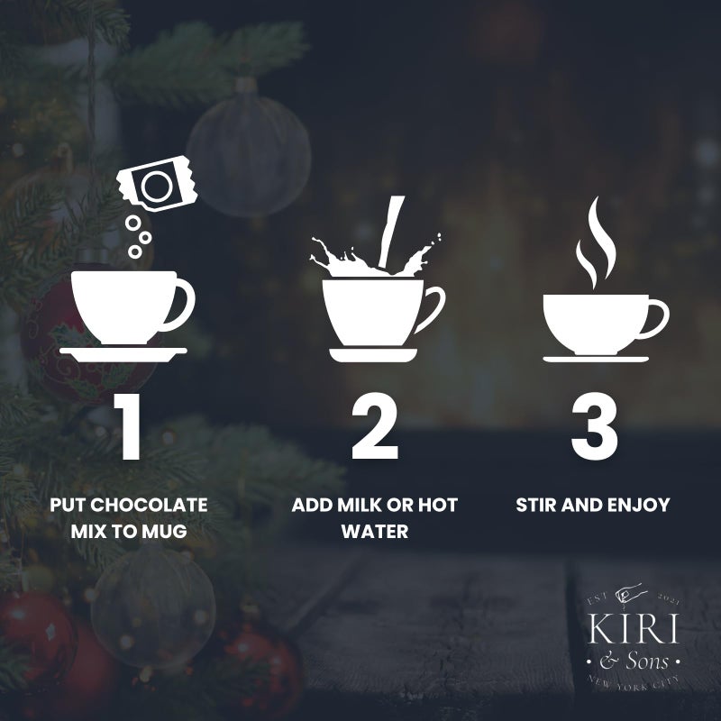 Kiri & Sons Hot Chocolate Mix Gift Set, Hot Chocolate Gift Mix in Mini Cup Packaging, Flavors Include Double Chocolate, French Vanilla, Peppermint, Salted Caramel and More, Set of 9 Winter Edition - Image 4